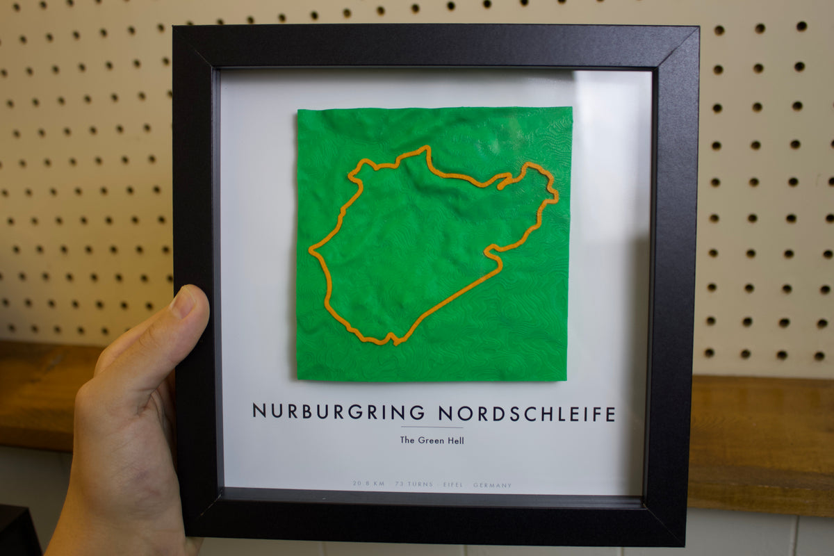 Nürburgring Nordschleife — Framed 3D Terrain Map