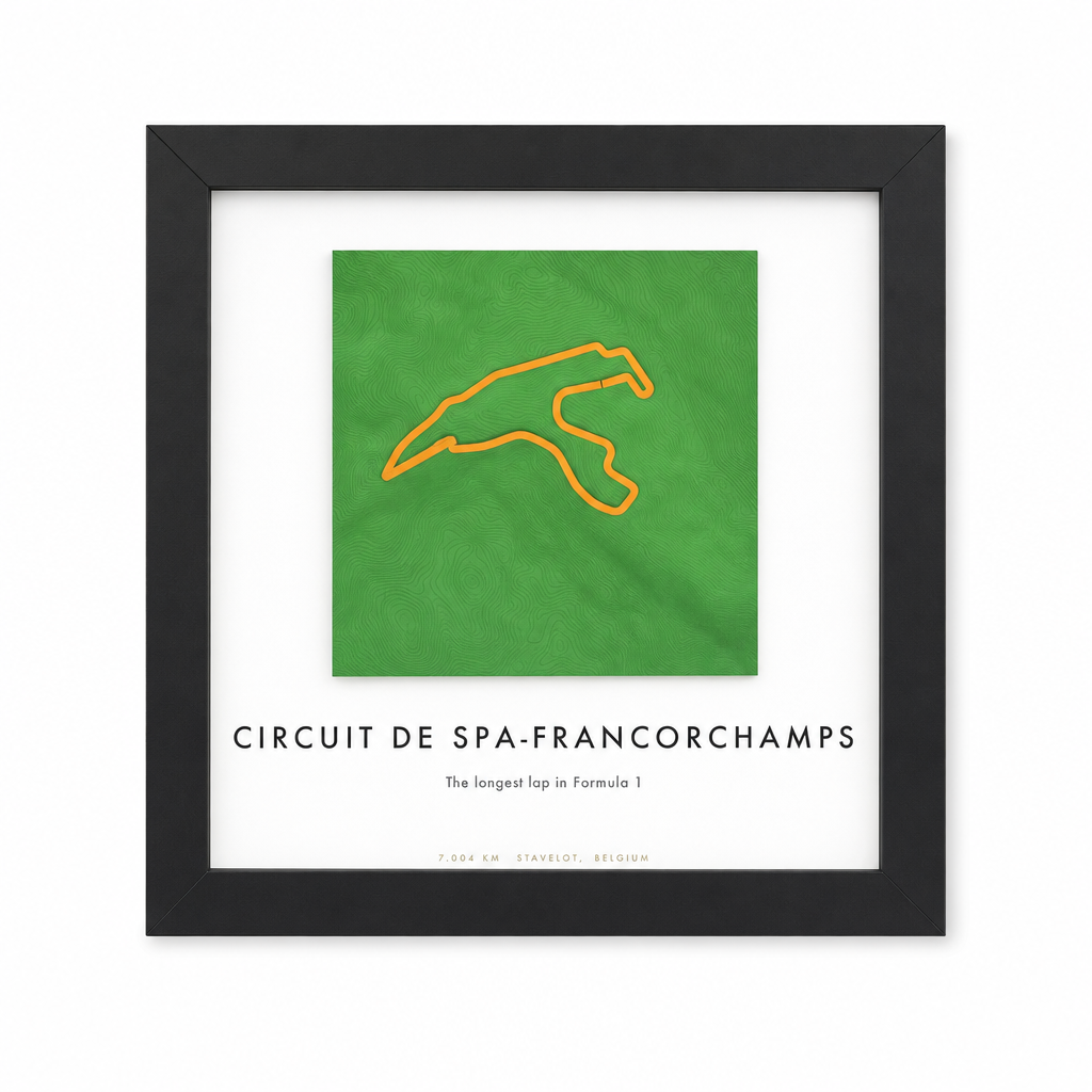 Circuit de Spa-Francorchamps — Framed 3D Terrain Map