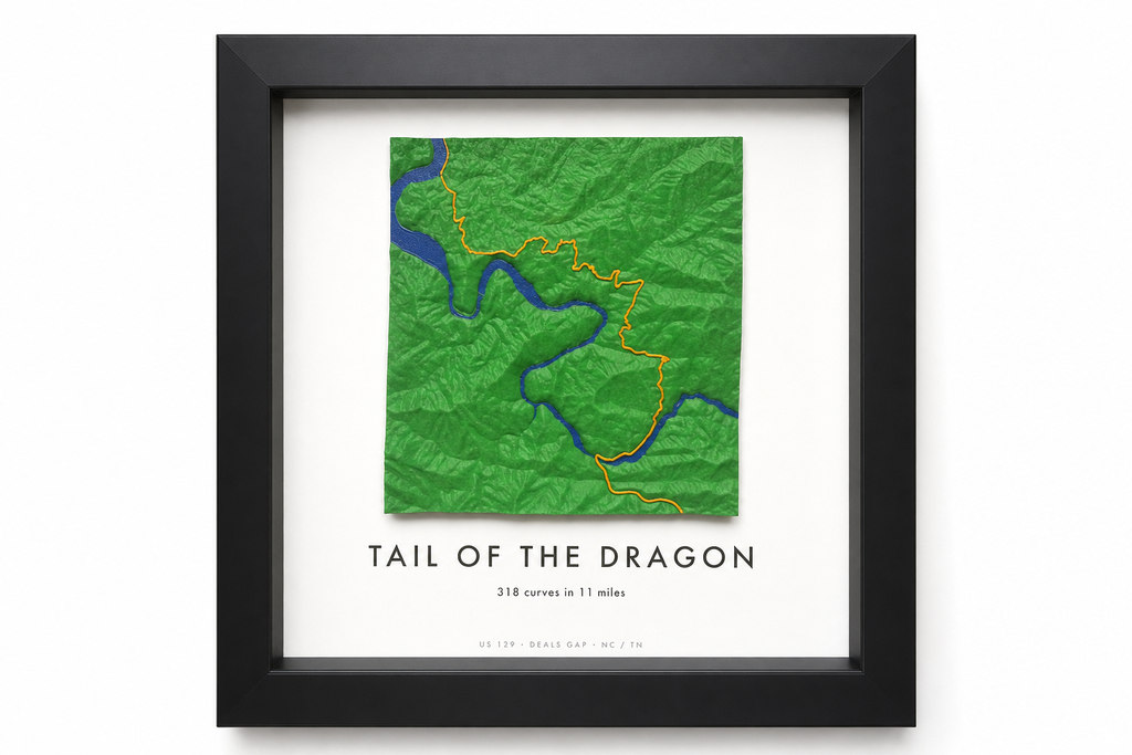 Tail of the Dragon — Framed 3D Terrain Map