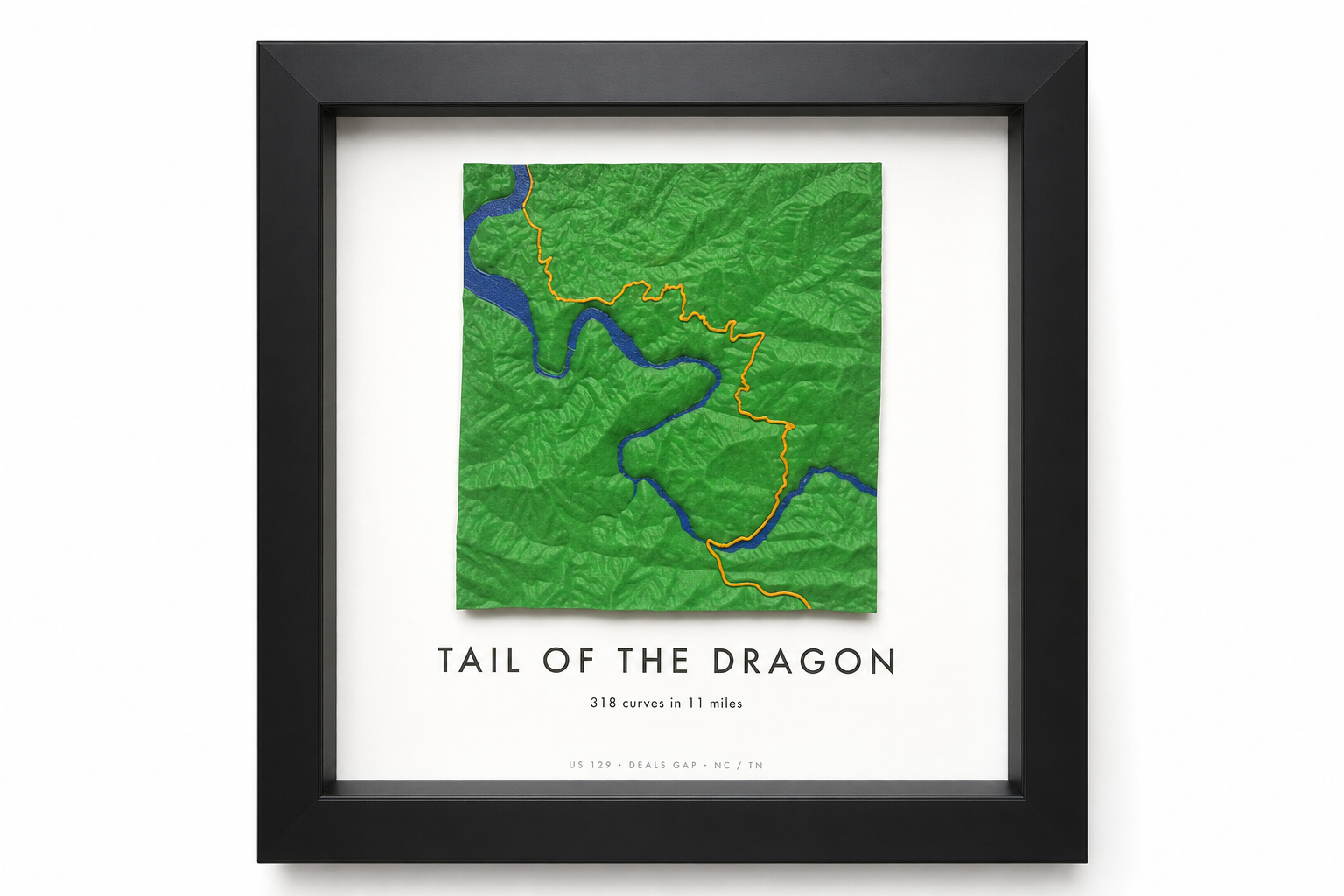 Tail of the Dragon — Framed 3D Terrain Map