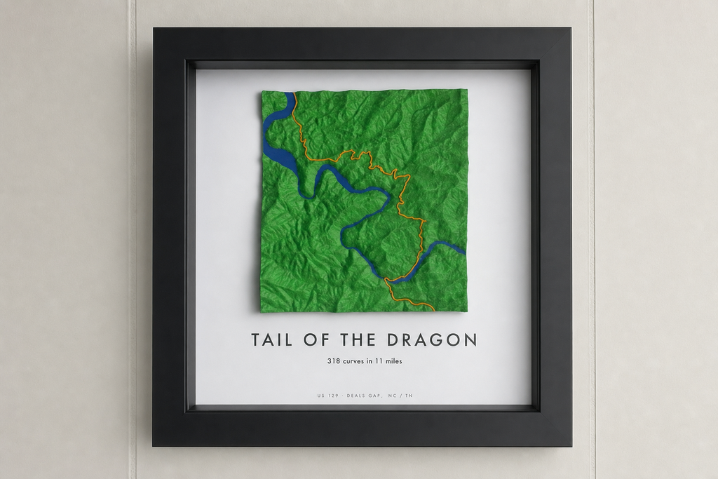 Tail of the Dragon — Framed 3D Terrain Map