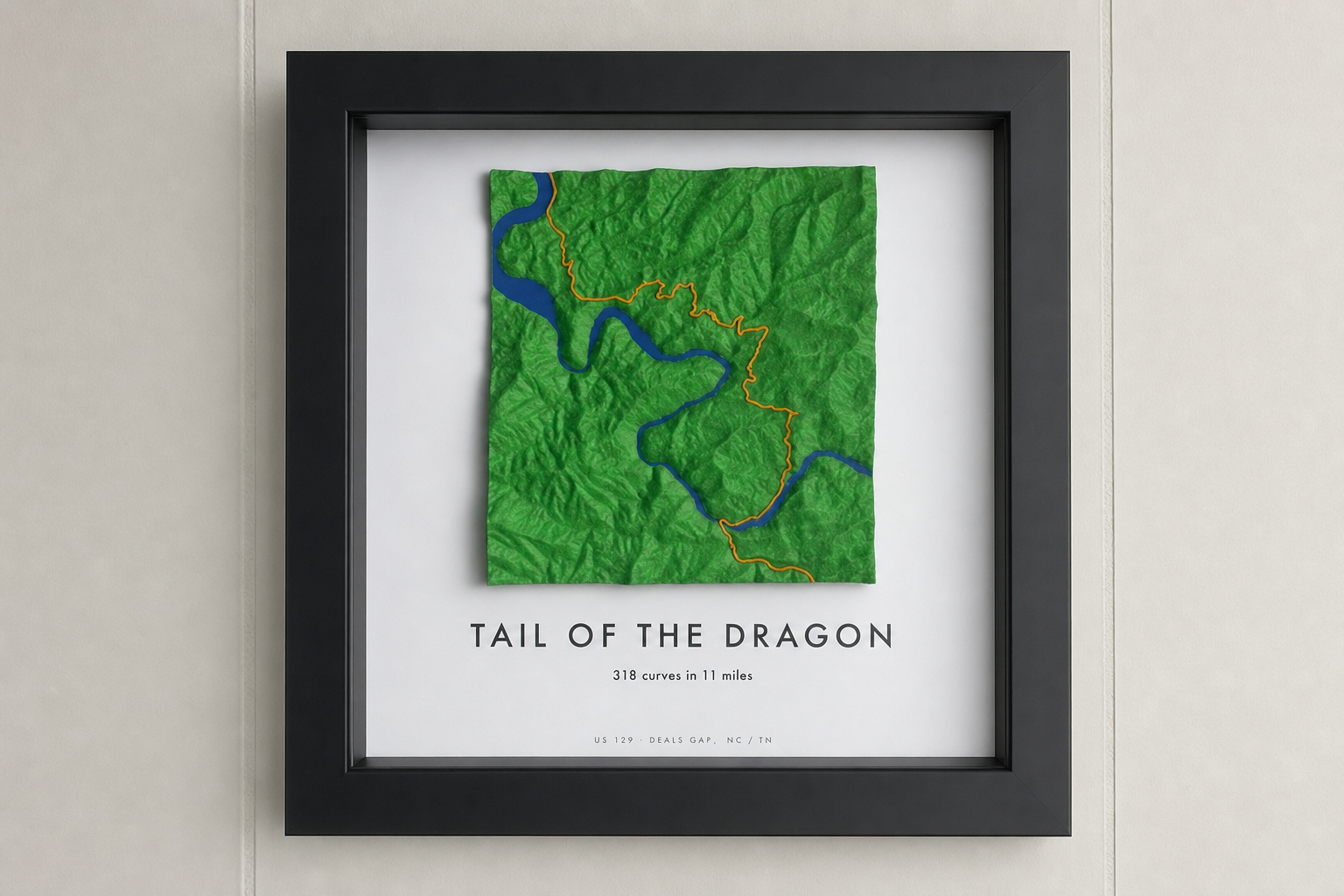 Tail of the Dragon — Framed 3D Terrain Map